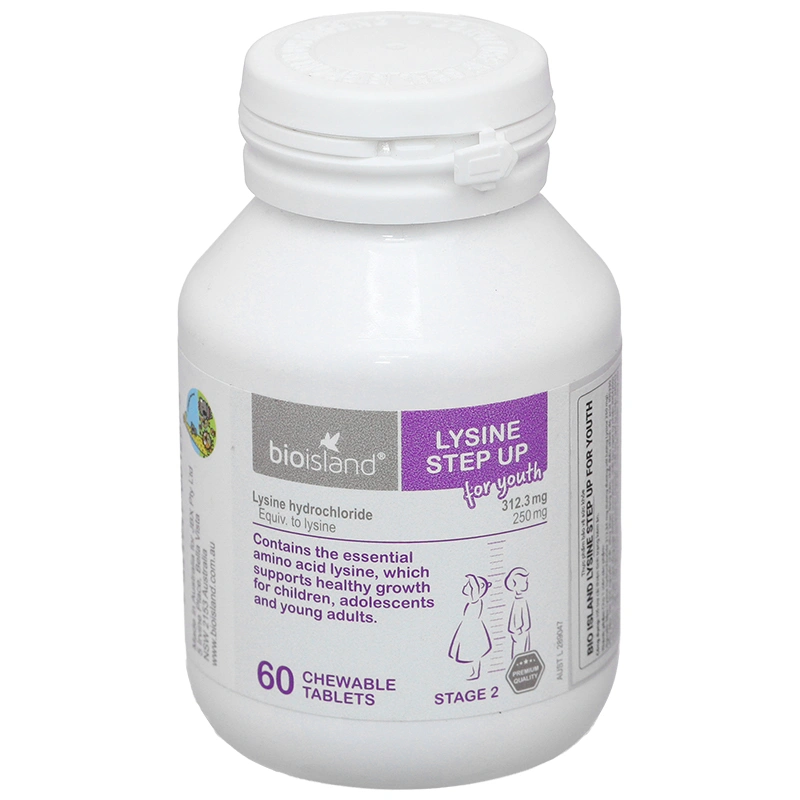 Bio Island Lysine Step Up For Youth hỗ trợ cải thiện tình trạng kém ăn lọ 60 viên - 